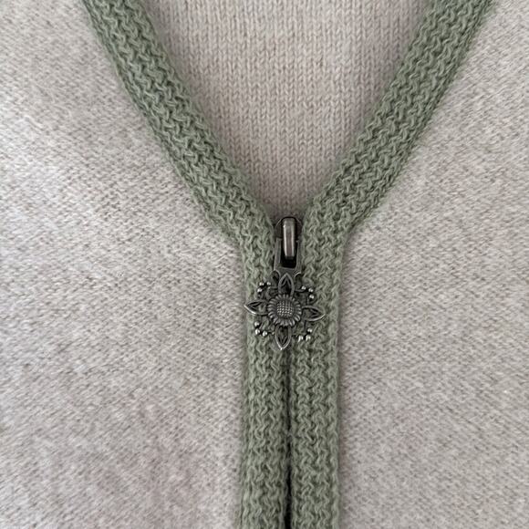 Cabela's Oatmeal/Green Wool Zip Up Sweater Vest Size L - Picture 4 of 6